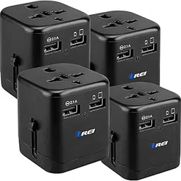 OREI Worldwide Universal Travel Adapter with Dual USB Ports (2.1A Smart Plug Charging) All-in-One 100V-250V Plug International Plug Adapter for Cell Phones, Tablets, Camera 5 Yr of Warranty Pack of 4-picture-40