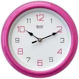 Ajanta Plastic Abstract Theme Small Round Wall Clock (Pink, 33 cm x 29.2 cm x 4.5 cm)-picture-13