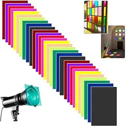 Correction Lighting Gels Sheets, 10 Colors, Colored Film Transparent Light Gels for Photography Led Reading Photo Studio Flashlight Video (30 Pcs)-picture-31