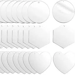 BIGIMALL Acrylic Round, Heart, Hexagonal Shape Keychain Blanks, Clear Keychains with hole,Total 21 pcs-picture-37