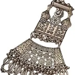 SHOPOLIFE Kamarband Juda Challa || Silver Plated Waist Saree Jooda Belly Keychain Jewellery for Women & Girls || Wedding Marrage Traditional Function Festival Vintage Waist Wear Designing-picture-21