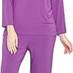 zeyo Women's Viscose Solid Plain Night Suit Set of Top & Pyjama-picture-22