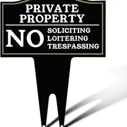 CIGERA Private Property No Trespassing, No Soliciting and No Loitering Signs with Stake, 16x12.5 Inch Rust Free Metal Yard Warning Signs, Great for House and Business-picture-58