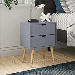 DDS Dream Decor Shoppee End Table with 2 Drawer Accent Table (Grey)-image-25