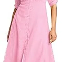 janasya Women's Dobby Chiffon Woven Design A-Line Calf Length Dress-picture-19