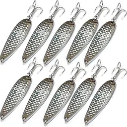 10pcs 3oz 6inch Fishing Spoon with Treble Hook Fish Jig Bait Lures Silver Tape - Fish WOW!-picture-27
