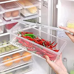 XYLOVIA 1500ml Fridge Storage Containers – Set of 6 | BPA-Free Plastic | Stackable with Drain Plate | Airtight & Leak-Proof | Ideal for Fruits, Vegetables & Meal Prep | Kitchen Organizer Box-picture-17