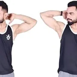 Men's Cotton Round Neck Sleeveless Vest – Pack of 2 Black & Black | Casual & Gym Wear-picture-34