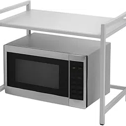 Mundet Wala Iron Oven Stand for Kitchen | Microwave/Oven Organizer Shelf | Ready-to-Use Countertop Storage Rack | Rust-Resistant with Adjustable Feet | White | 60 x 35 x 38 cm (OS-02) image 1