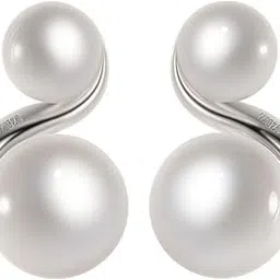 highspark 925 Sterling Silver Stylish Designer Pearl Earrings for Women | 92.5 Sterling Silver & Brilliant Lustre Pearls | Lovely Gift-picture-19