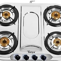 GOLDEN SURYA Gas Stove 4 Burners | 3 Year Warranty | Burner Gas Stove, Stove 4 burner, Chula Gas, 4 Burner Stainless Steel (MAGMA)-picture-34