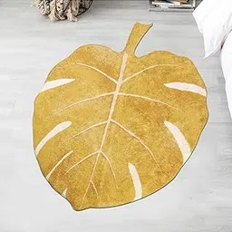 Pari Decor Leaf Shape Door & Bath Mat – Super Absorbent, Non-Slip Microfiber Mat for Bathroom, Bedroom, Kitchen & Entrance (Yellow, 1'11" x 1'4", Leaf)-picture-14