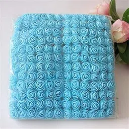 Florona Foam Rose Fake Flowers for Crafts 144 pcs 2 cm Mini Wreaths Artificial Flower Bouquet Sky Blue Color Rose Flower Wedding Scrapbooking Decoration-image-12