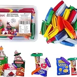 45 Pcs Multipurpose Mini Seal Clips for Small Food Bags, Small Snack Packets, All types of Sachets to Keep Bag Content Fresh and Intact. Packed in a Reusable Plastic Box (Multi Color)-image-13
