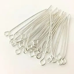 200 Pcs of Eye Pins for Jewellery Making (Silver) image 1