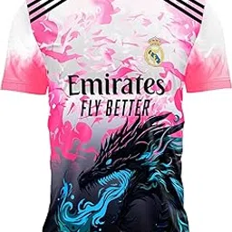 Real Madrid Dragon Design Jersey, Pink and Blue Gradient Pattern, Athletic T-Shirt-picture-21