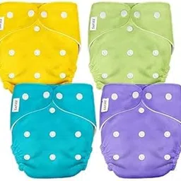 SAFJEE Reusable Baby Cotton Cloth Diapers - Adjustable & Washable with Insert Pads for 0-3 Years | Soft, Waterproof & Eco-Friendly| Rash Free| Multicolour (Pack of 4)-picture-18
