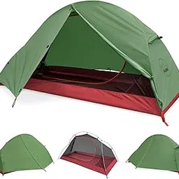 KAZOO Waterproof Backpacking Tent Ultralight 1 Person Lightweight Camping Tents 1 People Hiking Tents Aluminum Frame Double Layer (Eco-Friendly Fabric) (Army Green)-picture-10