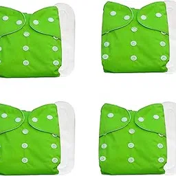 Baby Cloth Diapers 0 To 3 Years | Side Leakage Proof Washable Reusable Diaper For New Born Baby 4 Diaper And 4 White insert Pad (Pack Of 8) (Green)-picture-28