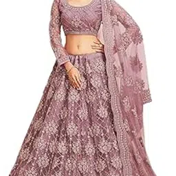 kv fashion Women's Net Embroidered Semi-Stitched Lehenga Choli Maanav LH-New-picture-26