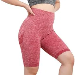kamuba store Shorts for Women High Waist Fashion Yoga Running Atheletic Seamless Butt Lifting Compression Stretchy Shorts (in, Alpha, XL, Regular, RED)-picture-13