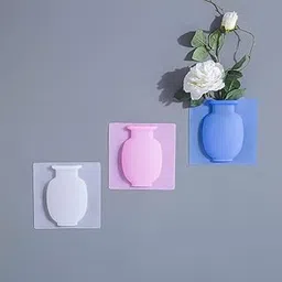 Dkriva Home Kitchen Office Bathroom Suitable Wall Mount Sticky Flower Pot Silicon Floret Bottle Vase Door Decoration Silicone Vase (3)-picture-22