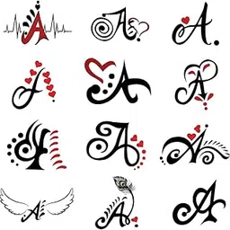 Temporary Tattoowala A Name Letter Tattoo Temporary Tattoo Stickers For Male And Female Fake Tattoo Waterproof Tattoo body Art-image-6