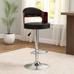 Nityam Adjustable Bar Stool Chair with U-Shape Backrest, Soft Cushion Seat, for Restaurant, Cafe, Home, Office, Kitchen, Counter, Receiption, (Color-Burgundy and Black)-picture-19