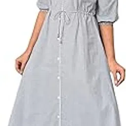 aurelia Dyed Cotton Square Neck Women's Midi Dress-picture-28