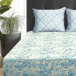 Story@Home Bedsheet for double bed | 180 TC | Off-white | Floral | 1 Piece Microfiber bedsheet for Double bed with 2 Pillow covers (225 x 250 cm) Perfect for Home Decor & gifting | Microfiber bedsheet-picture-13