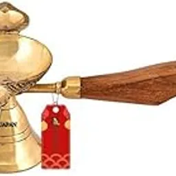 UAPAN Brass Pancharti Diya Oil Lamp Pach Aarti Deepak with Wooden Handle Pancharti Diya Panchmukhi Diya with in Goden Colour for Home Temple, Diwali and Others Occasion-picture-42