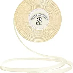 Premium 1/4 inch or 6mm Satin Ribbon - 10 Yards for DIY, for Gift Wrapping, Hair Bows, Greetings, Wedding Décor & Craft Supplies (Ivory Gold, 5 Pack)-picture-30