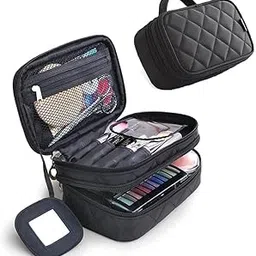 Fabskin Makeup Pouch Bag Organiser | Large Cosmetic Vanity Bag for Women | Makeup Bag for Travel, Cosmetic Bag Pouch, Makeup Organizer Perfectly Fit in Any Suitcase Or Big Bag - Black-image-44