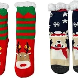butterthief Men and Women Christmas Thermal Sherpa Fluffy Non-Skid Winter Socks, Thick Warm Xmas Slipper Floor Socks for Christmas Gift for Adults- Strechable (Free Size) Pack of 2-picture-10