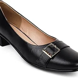 elle Women Elegant Block Heel Pumps with Gold Buckle-picture-17