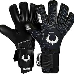 Renegade GK Eclipse Helix Professional Goalie Gloves | 4mm EXT Contact Grip & Breathaprene | Black & White Football Goalkeeper Gloves (Size 11, Adult, Negative Cut, Level 5) image 1