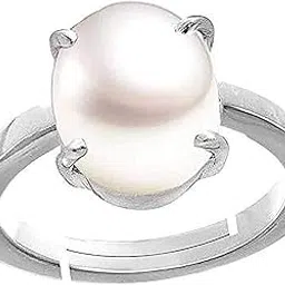 11.25 Ratti /10.00 Carat Natural Pearl Certified moti Adjustable panchhdhaatu/Ashtadhatu Silver Plated Ring for Men and Women-image-9