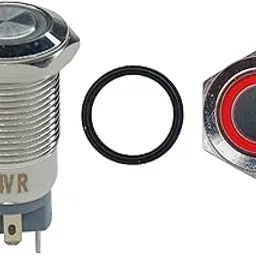 Electronic Spices 12 mm 12-24V Ring Light Self Locking Push Button Metal Switch with Red Indicator-image-58