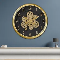 THE GREEK DECOR Time Sync Designer Wall Clock | with Moving Gear Mechanism | Gold (Diameter -15.5 Inches) | Silent Sweep Noiseless Technology | for Living Room/Hall/Home Decor/Hotels/Bungalows-picture-33
