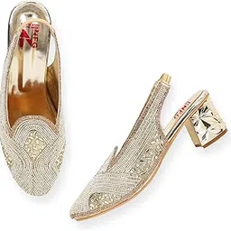 nfg Women's Slingback Embellished Fashion Sandal For Party, Weddings & Festive Seasons-picture-11
