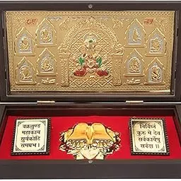 ARNAVIRA Dagudusheth Ganpati Brass Gold Photo Frame with Charan Paduka Pocket Temple for Diwali Gift, House Warming Gifts Return Gift Puja Box (Dagudusheth Ganpati)-picture-16