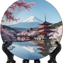 THE QUIRKY HOME Mount Fuji and Cherry Blossoms Decorative Ceramic Wall Plate for Wall Décor | Painting Home Décor, Living Room, Bedroom, Office, Gift (8 Inch), D No-16-picture-50