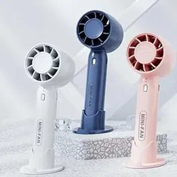 Portable Handheld Mini Fan with Base, 3 Speed Adjustable Cooler, USB Rechargeable Eyelash Dryer Compact & Lightweight Fan for Travel, Office & Outdoor Use (Multi)-image-10