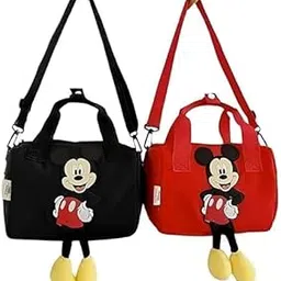 jv Mickey Mouse Canvas Handbag, Plush Doll Design, Available in Black, Red, White, Shoulder Strap-picture-49