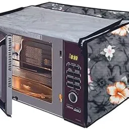 Microwave Oven Cover for LG-28L-MC2846BG with Attractive Digital Prints | Microwave Oven Cover Full Closure Waterproof & Dustproof Oven Cover Color Grey Flower-picture-25