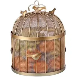 Bulbul Decorative Fruit & Vegetable Storage Basket with Lid – Gold Metal Organizer Bowl with Bird Design – Elegant Kitchen Countertop & Home Décor Accessory – Multipurpose (GOLD, LARGE)-picture-14
