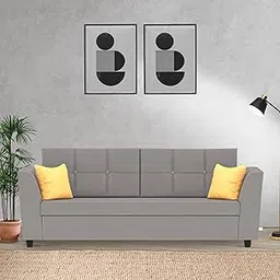 cortex Solid Sal Wood Kiyana Velvet 3 Seater Sofa Set for Living Room, Pearl Grey Color-picture-29