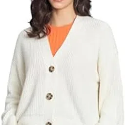 mansicollections NoBarr Women's Cotton Full Sleeve Button Closure V-Neck White Cardigan-picture-18