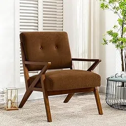ORMEE Wooden Chair Living Room Lounge Chair Wooden Chair with Armrest Wooden Armchair for Balcony Reception Bedroom-picture-15