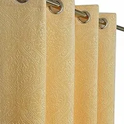 Galaxy Home Decor Abstract Opaque Premium Velvet Fabric Emboss Curtains for Door 7 Feet, Pack of 1, Cream (1Pc, Cream, 7 Feet, Washable, Grommet)-picture-31